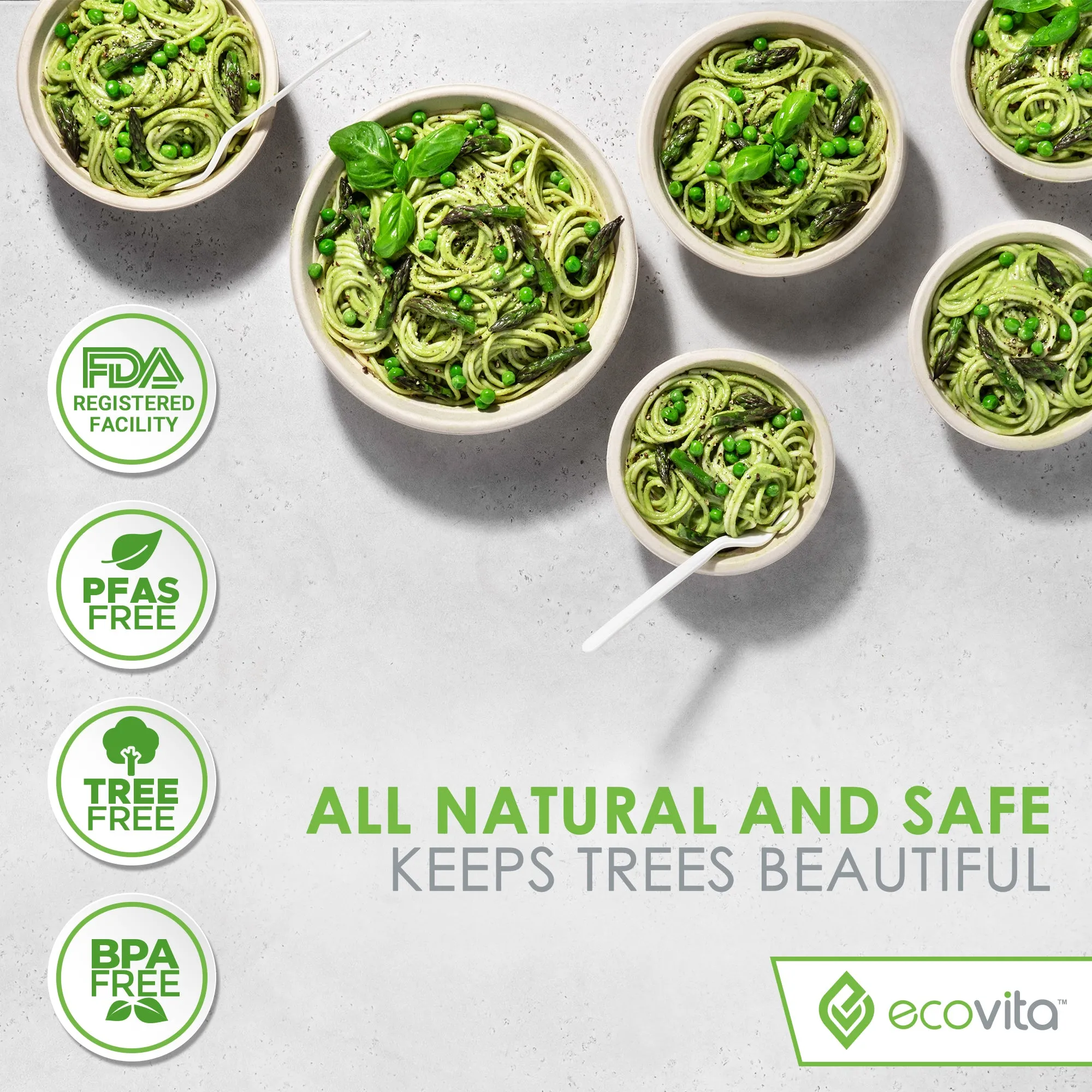 100% Compostable Paper Bowls [32 oz.] – 150 Disposable Bowls Eco Friendly Sturdy Tree Free Alternative to Plastic or Paper Bowls