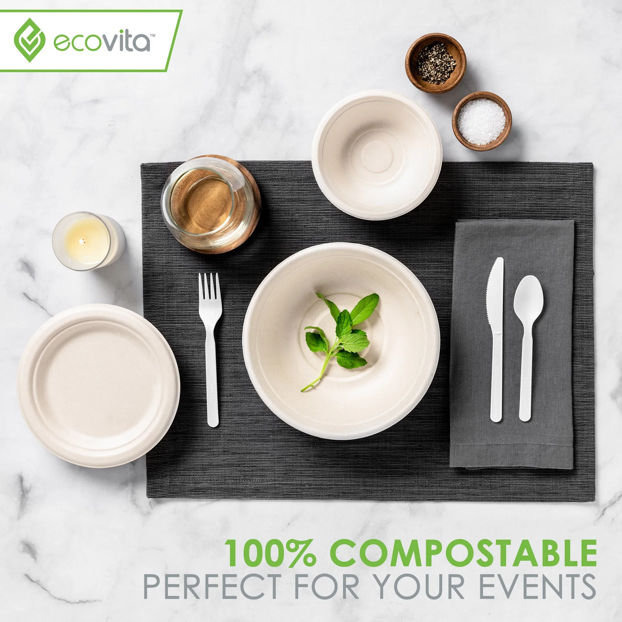 100% Compostable Paper Bowls [32 oz.] – 150 Disposable Bowls Eco Friendly Sturdy Tree Free Alternative to Plastic or Paper Bowls