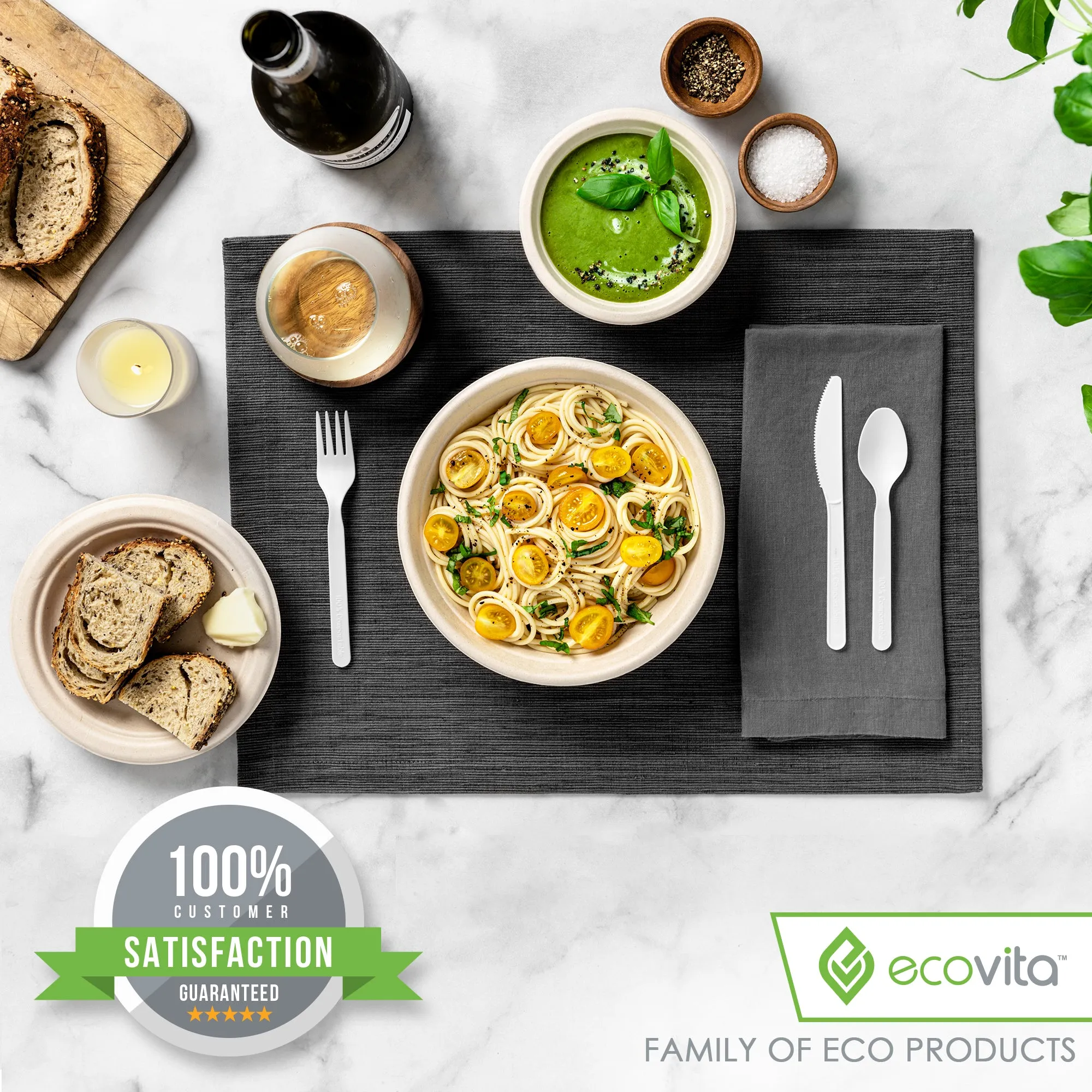 100% Compostable Paper Bowls [32 oz.] – 150 Disposable Bowls Eco Friendly Sturdy Tree Free Alternative to Plastic or Paper Bowls