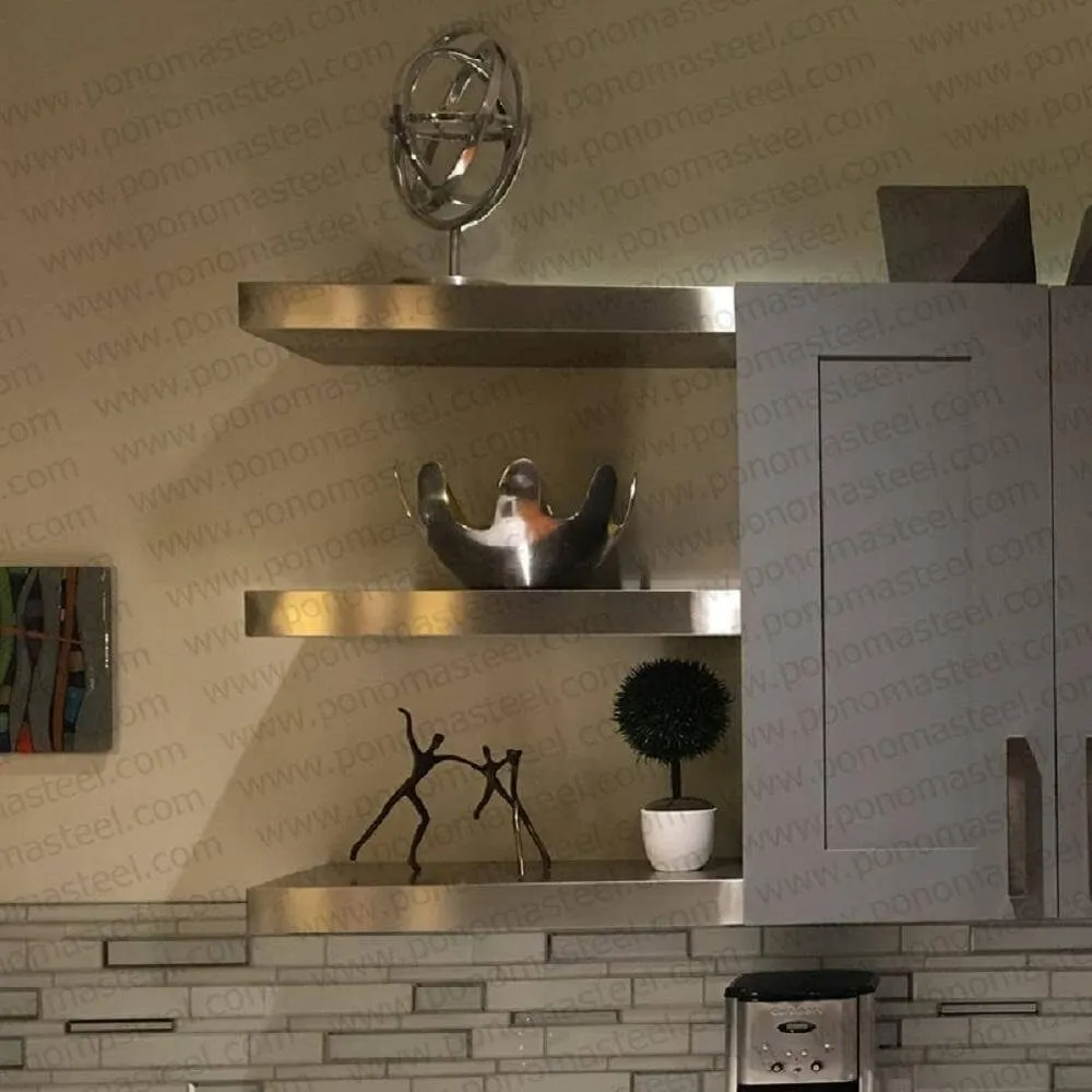 12"x6"x1.5" (cm.30.5x15x3.8) stainless steel floating shelf