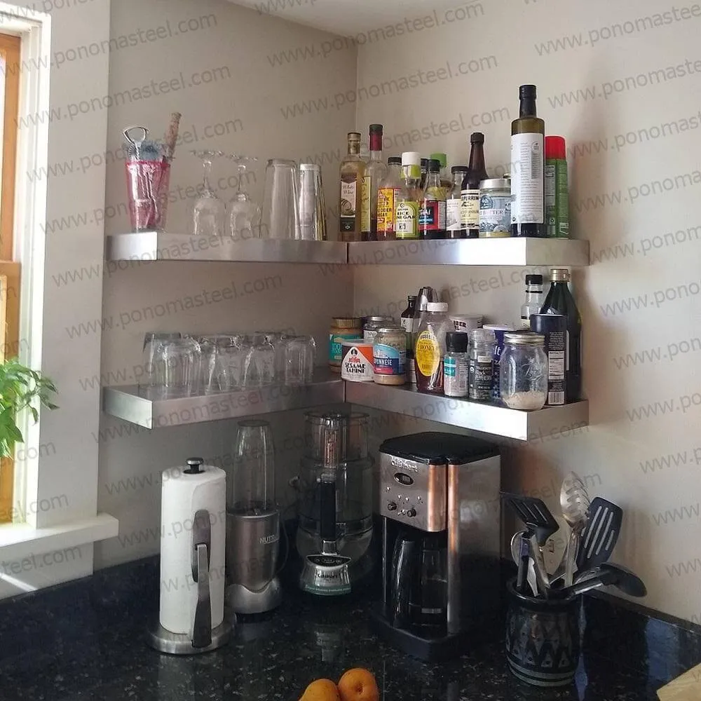 12"x6"x1.5" (cm.30.5x15x3.8) stainless steel floating shelf