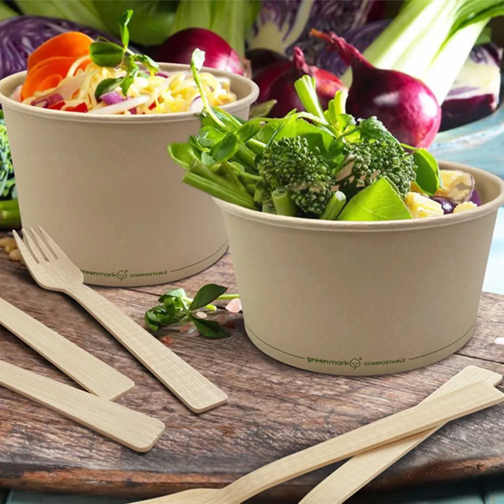16oz/500mL PLA Coated Bamboo Paper Salad Bowl