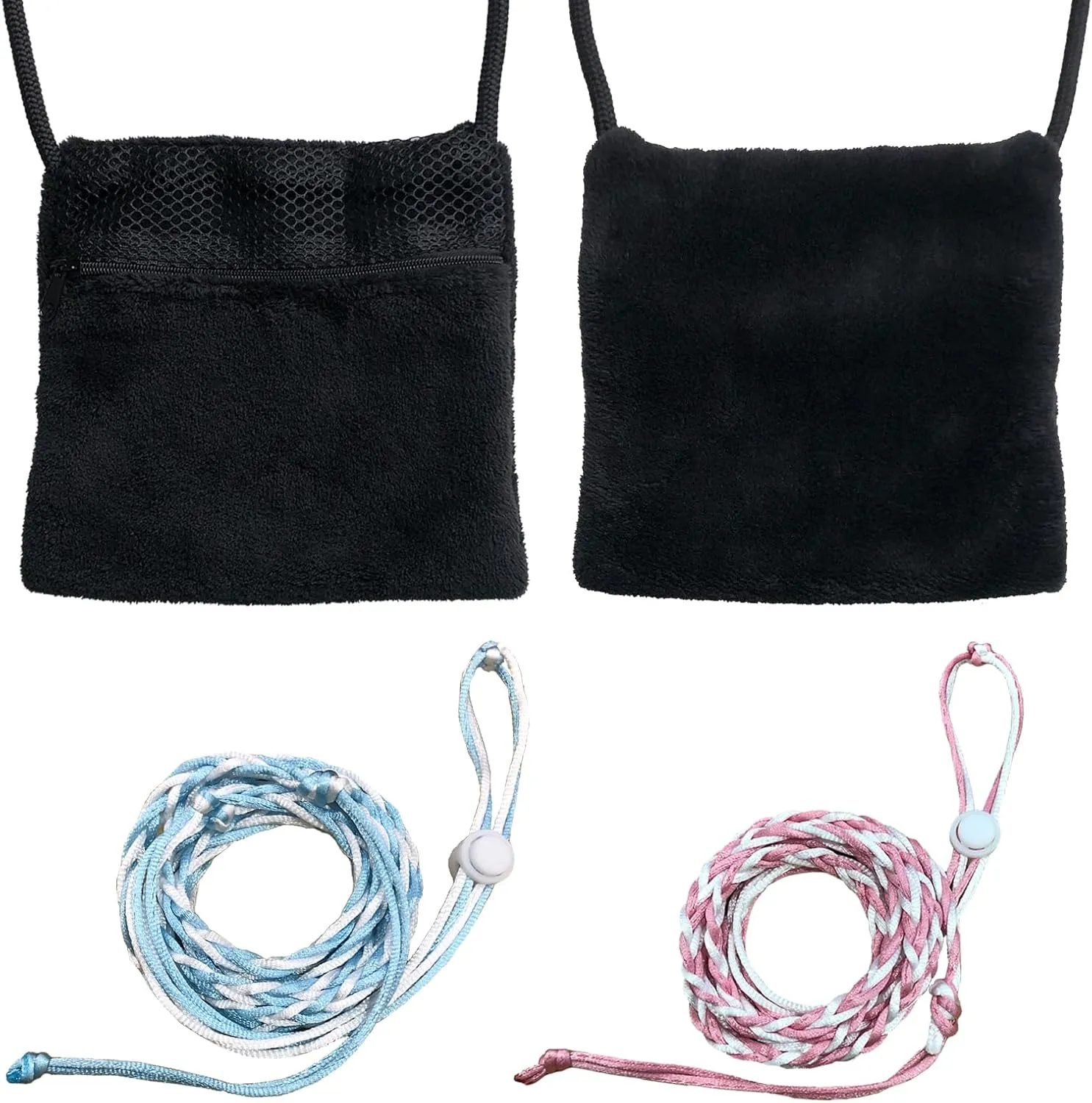 2 Pics Sugar Glider Pouch and 2 Pics Hamster Leash Small Animal Carry Pouch with Adjustable  Cozy & Portable Habitat for Small Pets (Hamsters, Rat, Marmosets, Squirrels)