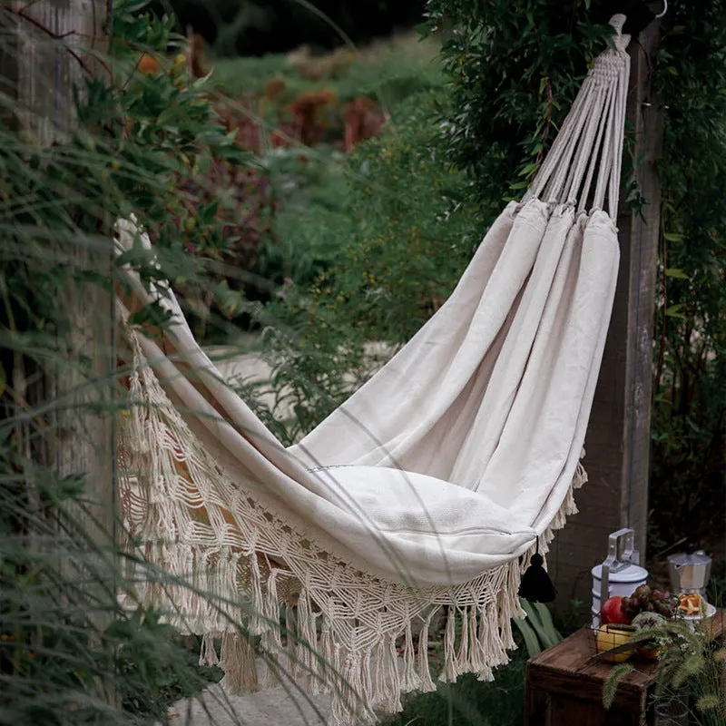 200*150CM Camping Hammock Tassel Canvas Hammock Photography Props Outdoor Indoor