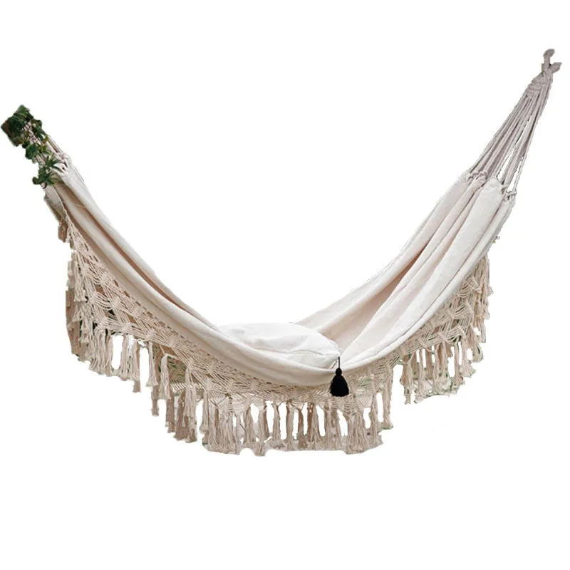200*150CM Camping Hammock Tassel Canvas Hammock Photography Props Outdoor Indoor