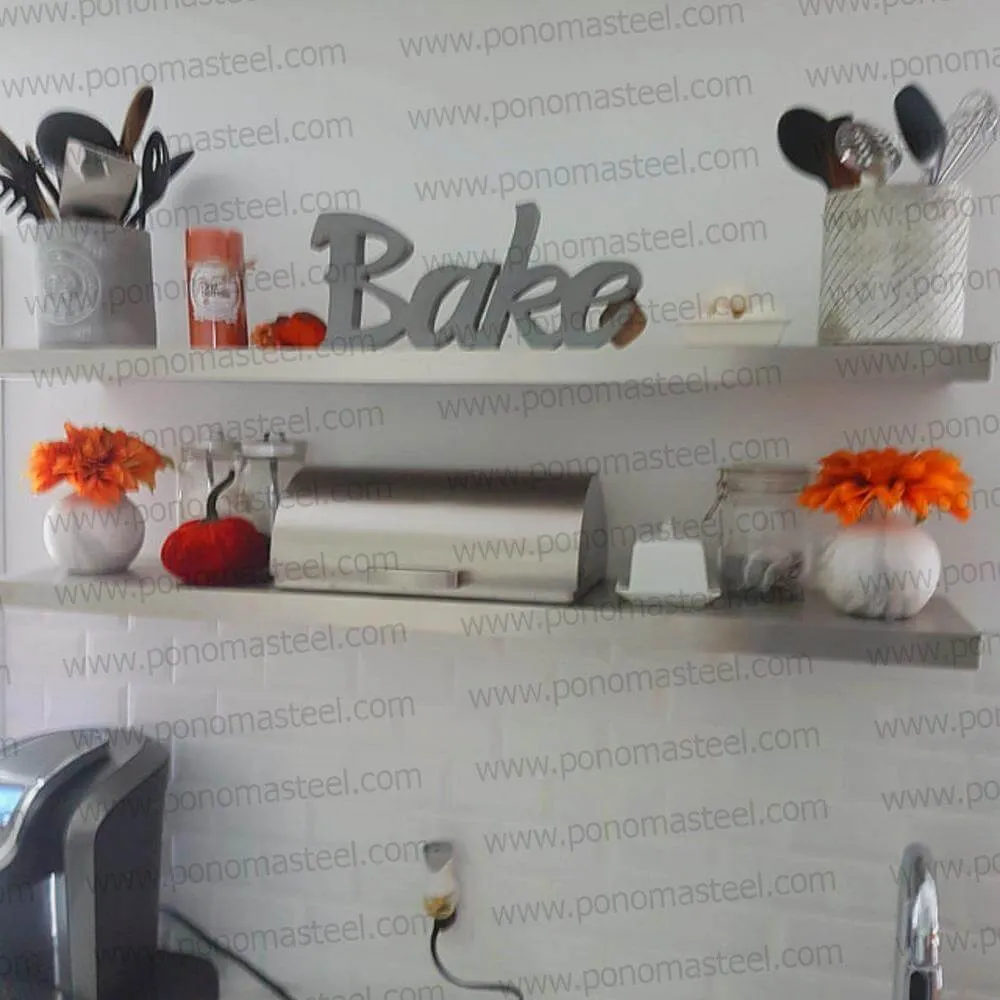 20"x12"x1.5" (cm.50.8x30.5x3.8) brushed stainless steel floating shelf