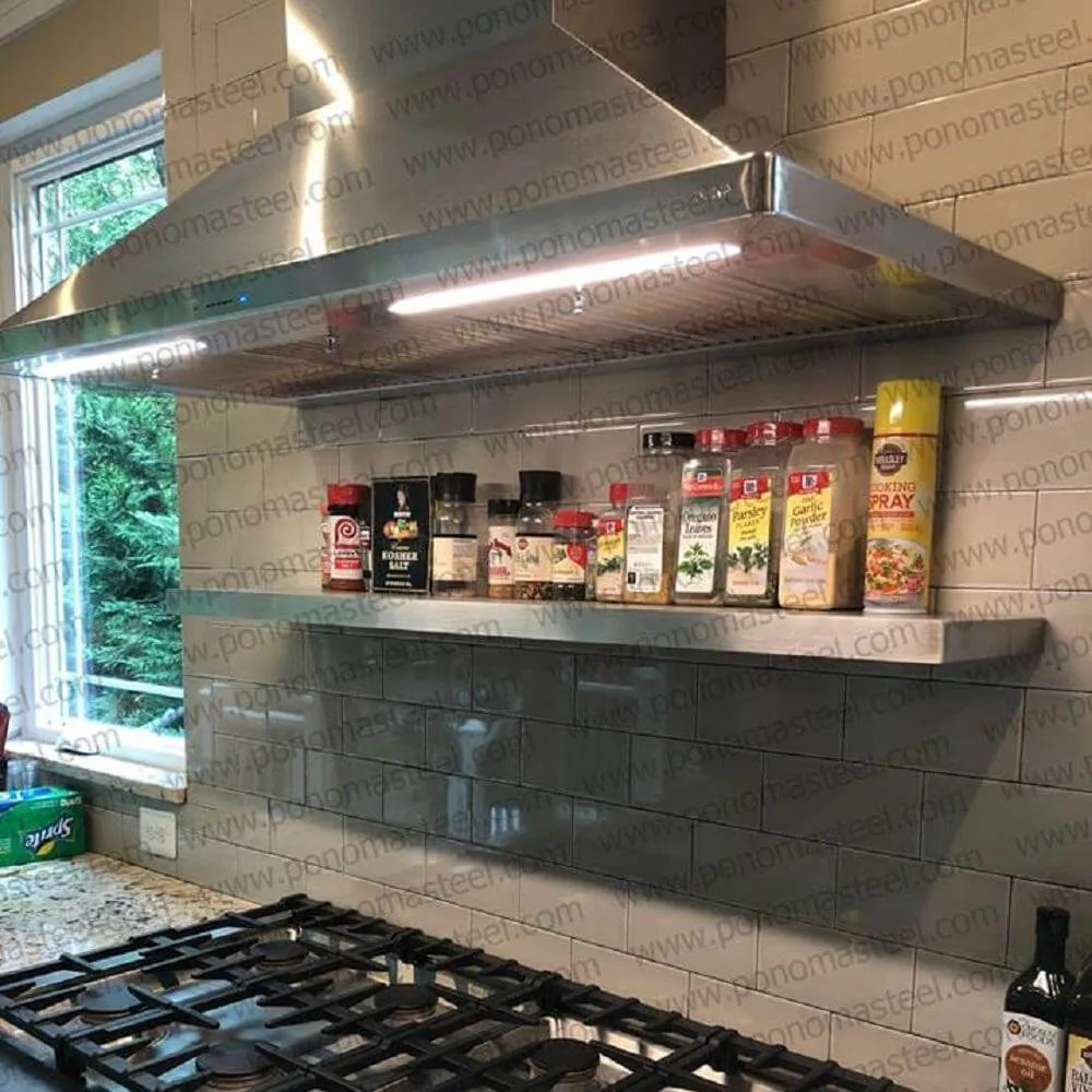 20"x12"x1.5" (cm.50.8x30.5x3.8) brushed stainless steel floating shelf