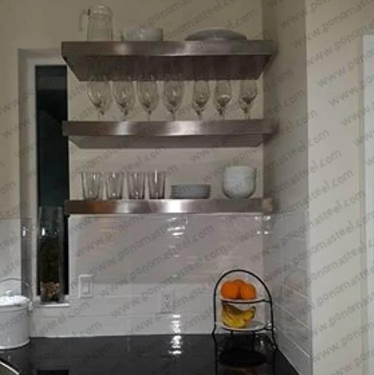 20"x12"x1.5" (cm.50.8x30.5x3.8) brushed stainless steel floating shelf