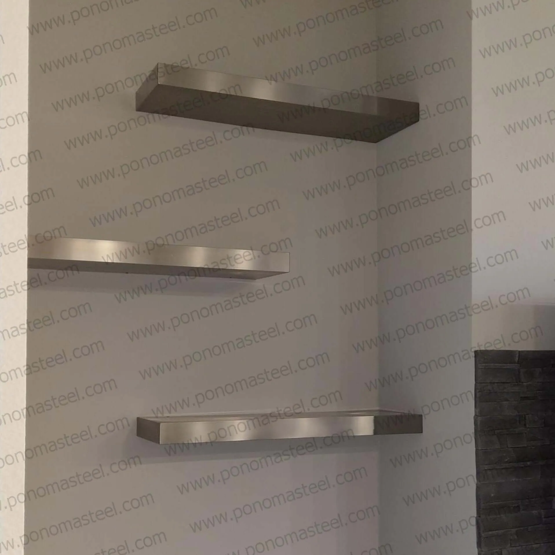 20"x12"x1.5" (cm.50.8x30.5x3.8) brushed stainless steel floating shelf
