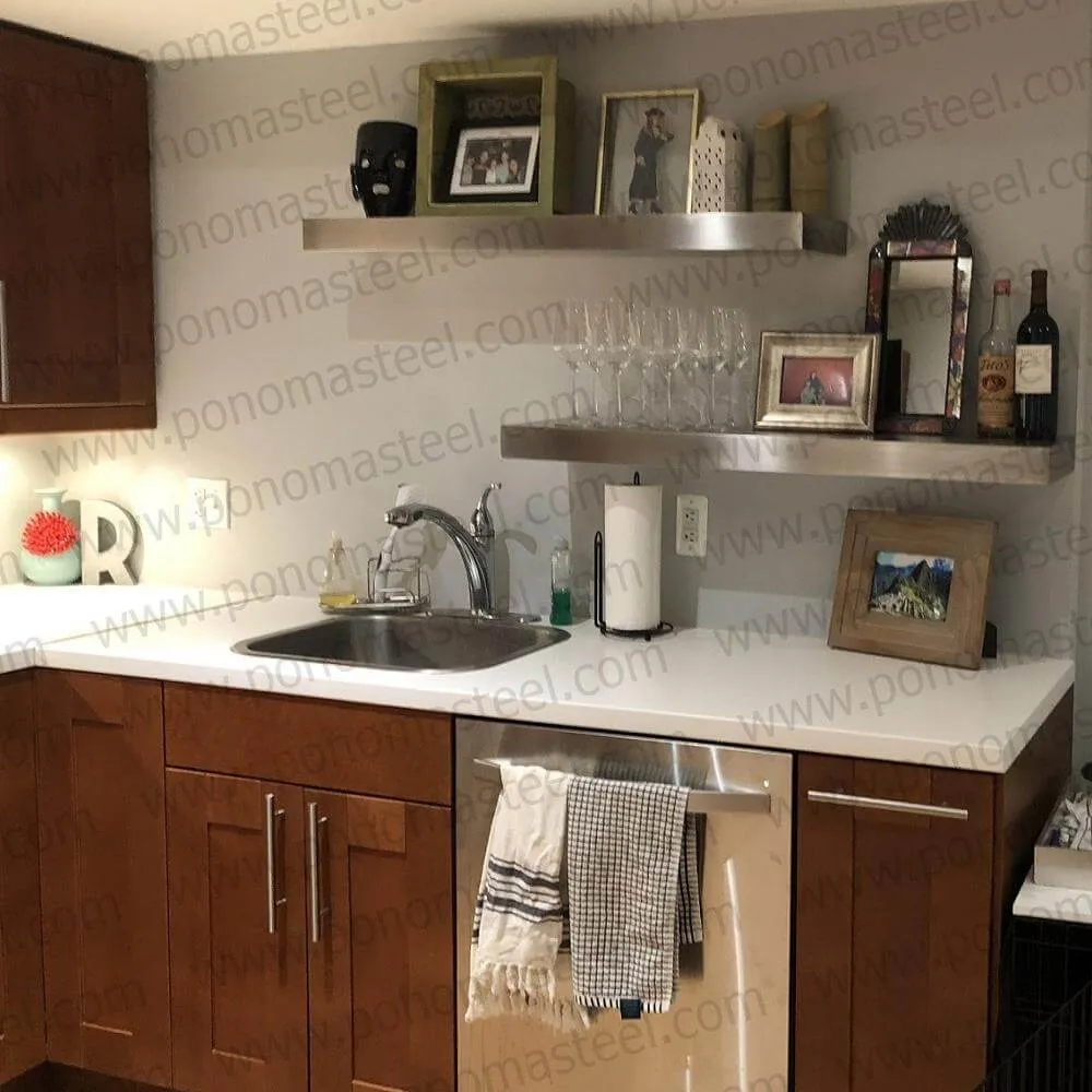 20"x12"x1.5" (cm.50.8x30.5x3.8) brushed stainless steel floating shelf