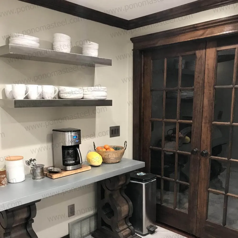 20"x12"x1.5" (cm.50.8x30.5x3.8) brushed stainless steel floating shelf