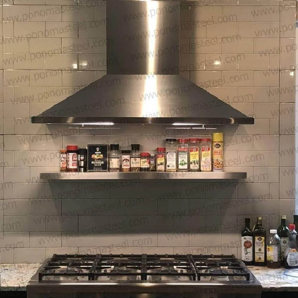 20"x12"x1.5" (cm.50.8x30.5x3.8) brushed stainless steel floating shelf