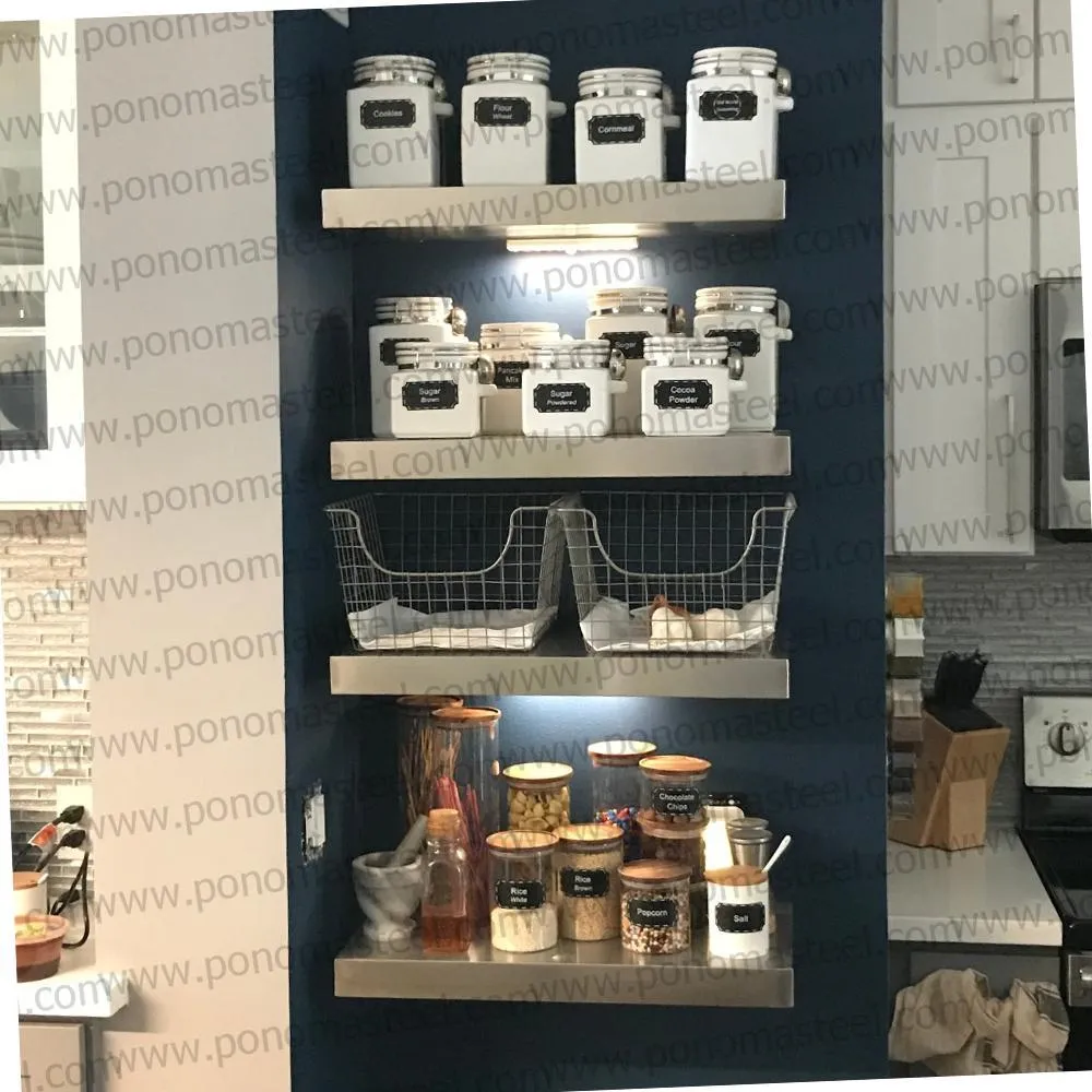 24"x12"x2.5" (cm.61x30.5x6.4) brushed stainless steel floating shelf