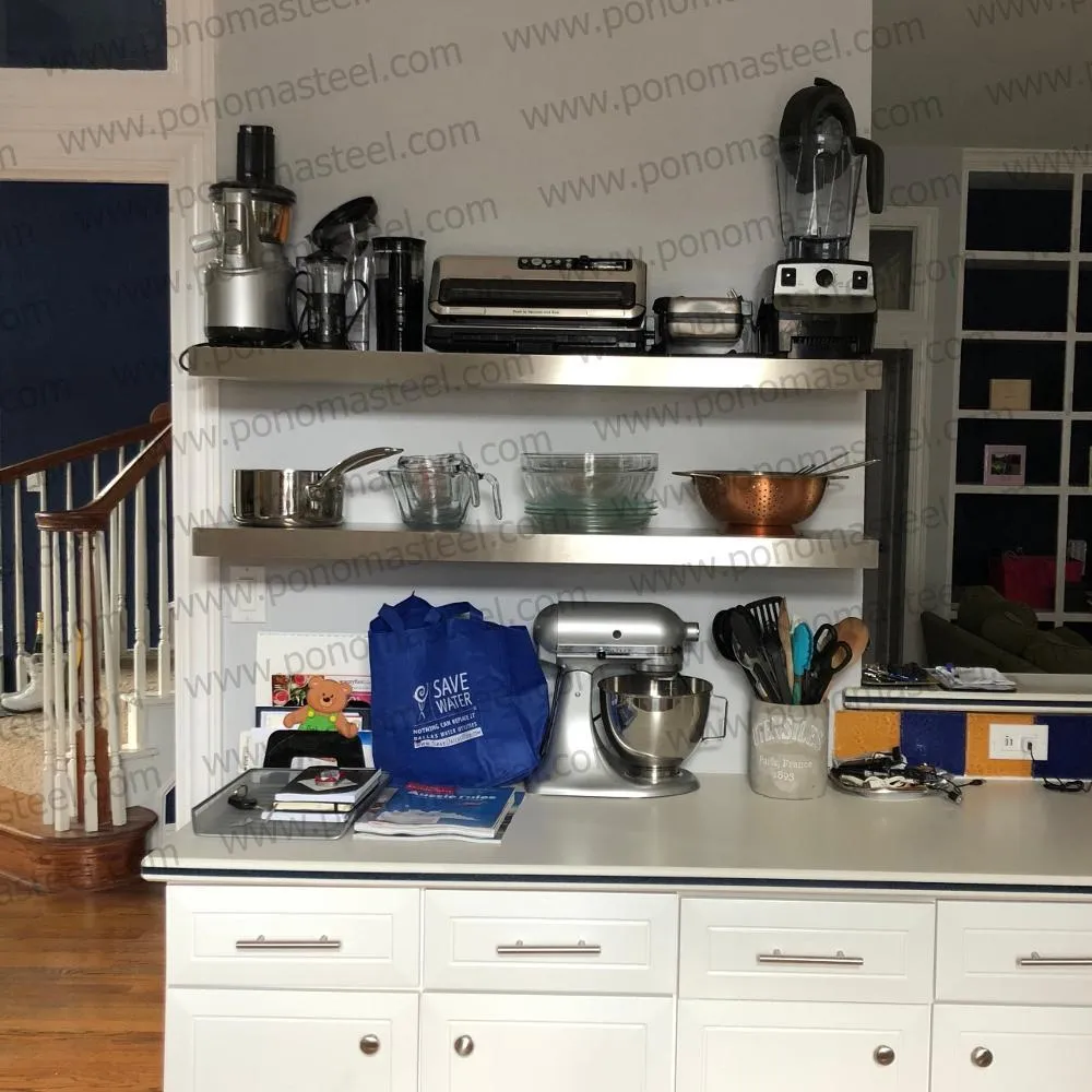 24"x8"x2.0" (cm.61x20.3x5.1) brushed stainless steel floating shelf