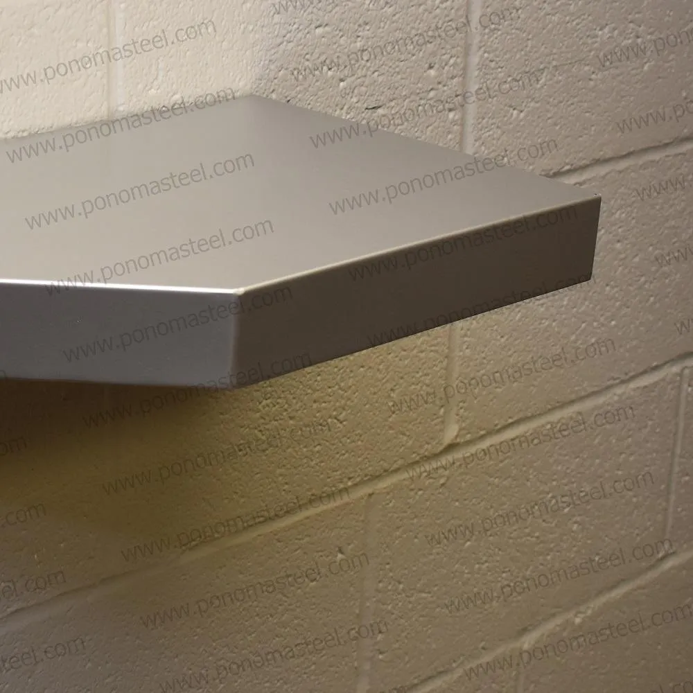 24"x8"x2.0" (cm.61x20.3x5.1) brushed stainless steel floating shelf