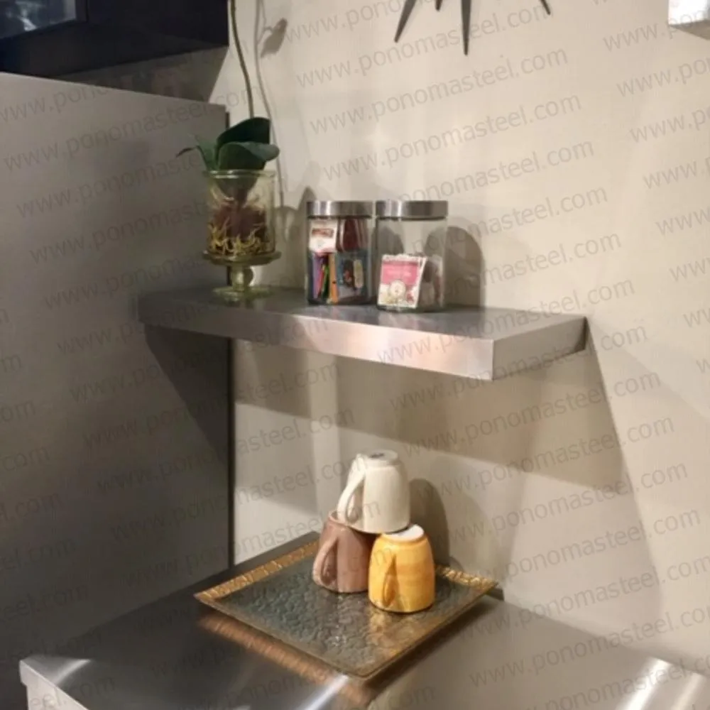 24"x8"x2.0" (cm.61x20.3x5.1) brushed stainless steel floating shelf