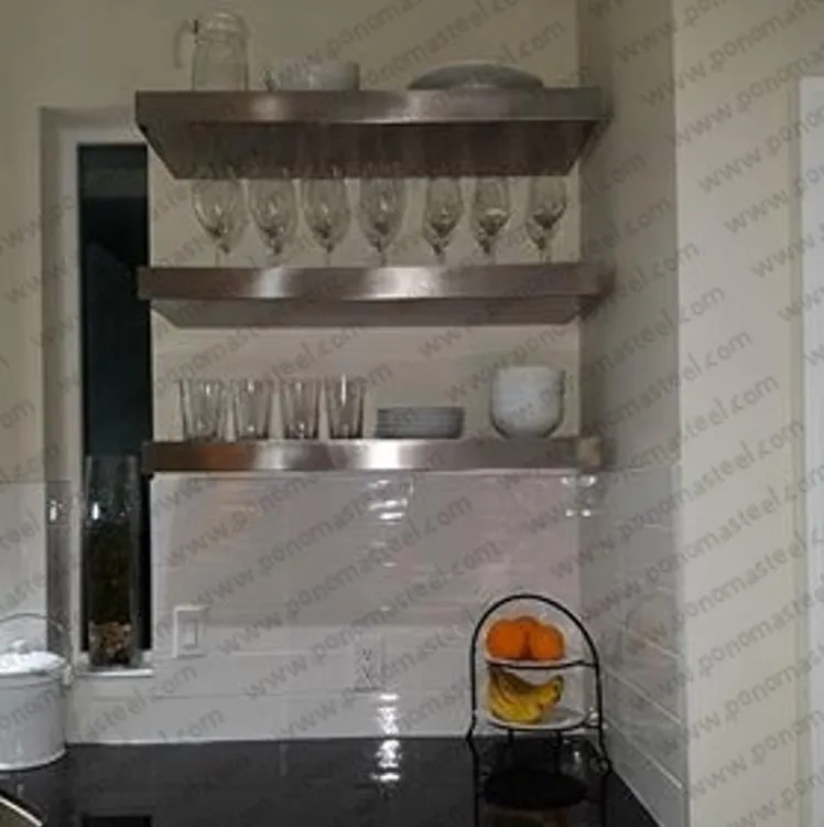 24"x8"x2.0" (cm.61x20.3x5.1) brushed stainless steel floating shelf