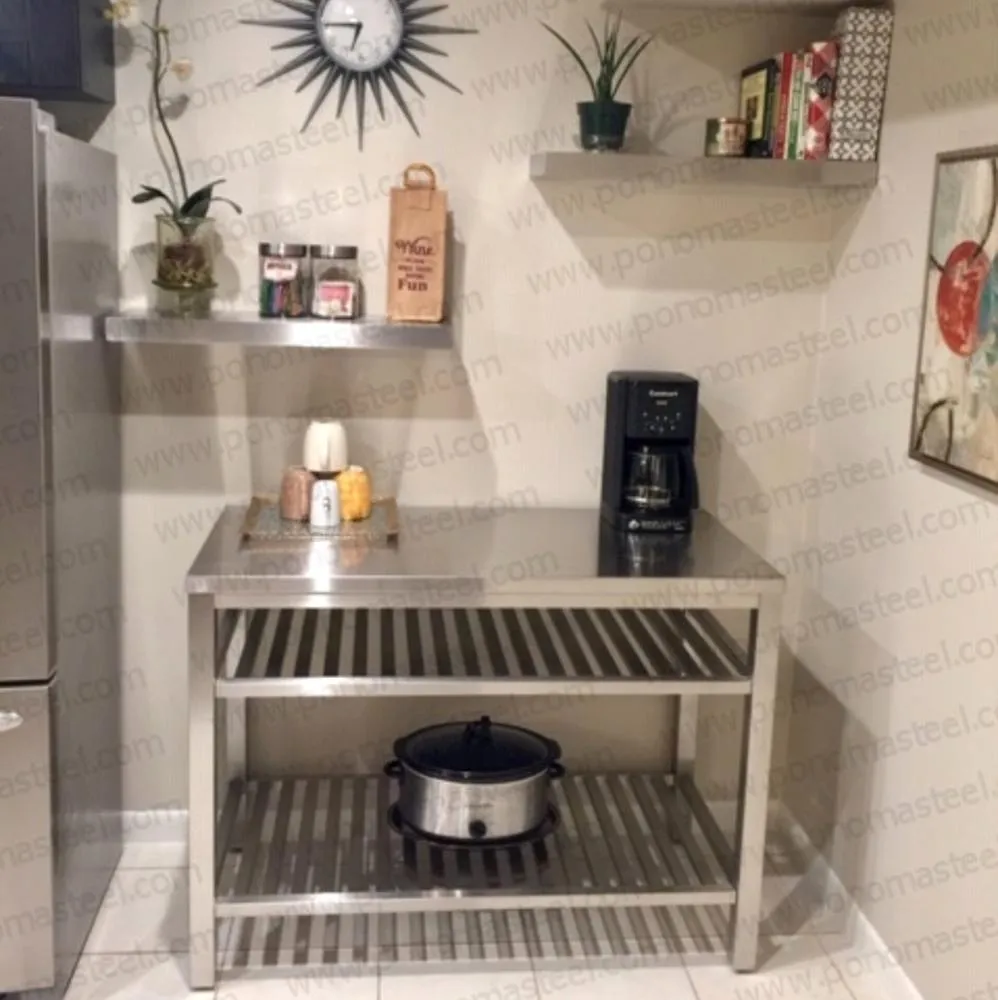 24"x8"x2.0" (cm.61x20.3x5.1) brushed stainless steel floating shelf