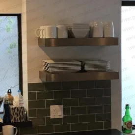 24"x8"x2.0" (cm.61x20.3x5.1) brushed stainless steel floating shelf