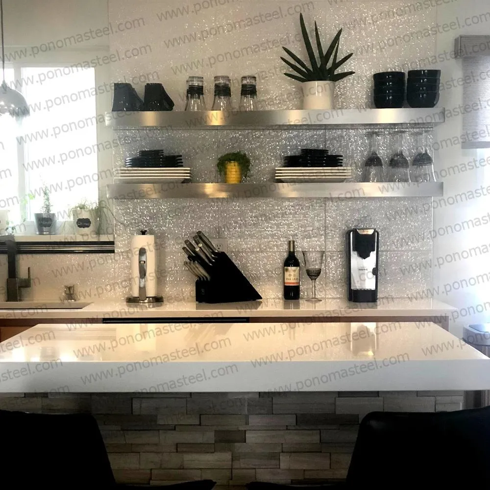 26"x8"x2.0" (cm.66x20.3x5.1) brushed stainless steel floating shelf