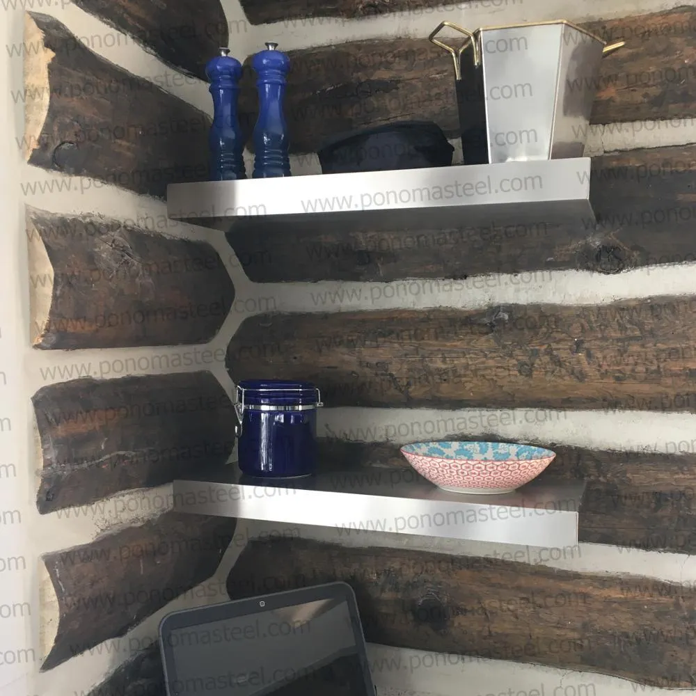 26"x8"x2.0" (cm.66x20.3x5.1) brushed stainless steel floating shelf