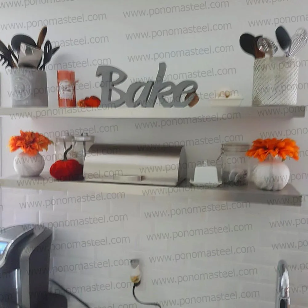 26"x8"x2.0" (cm.66x20.3x5.1) brushed stainless steel floating shelf