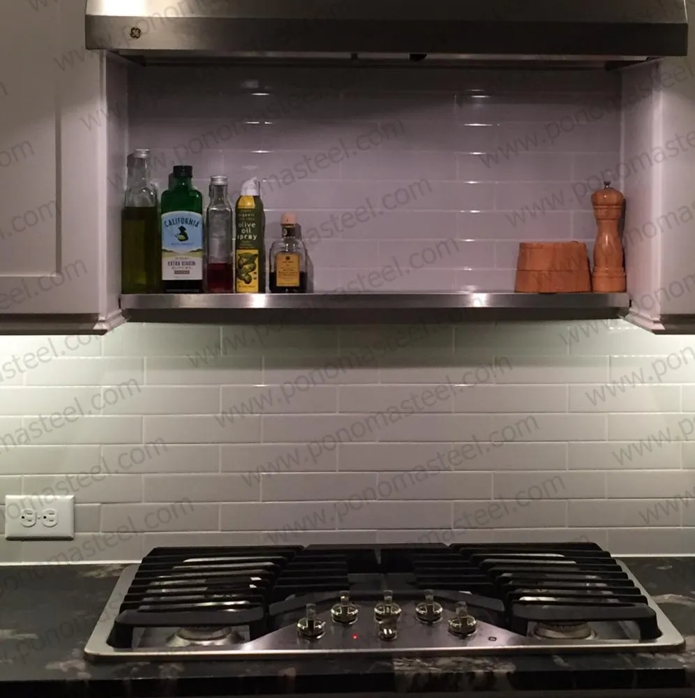 26"x8"x2.0" (cm.66x20.3x5.1) brushed stainless steel floating shelf