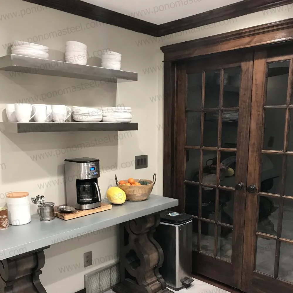 26"x8"x2.0" (cm.66x20.3x5.1) brushed stainless steel floating shelf