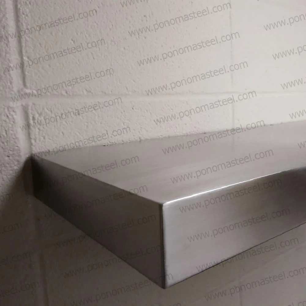 26"x8"x2.0" (cm.66x20.3x5.1) brushed stainless steel floating shelf