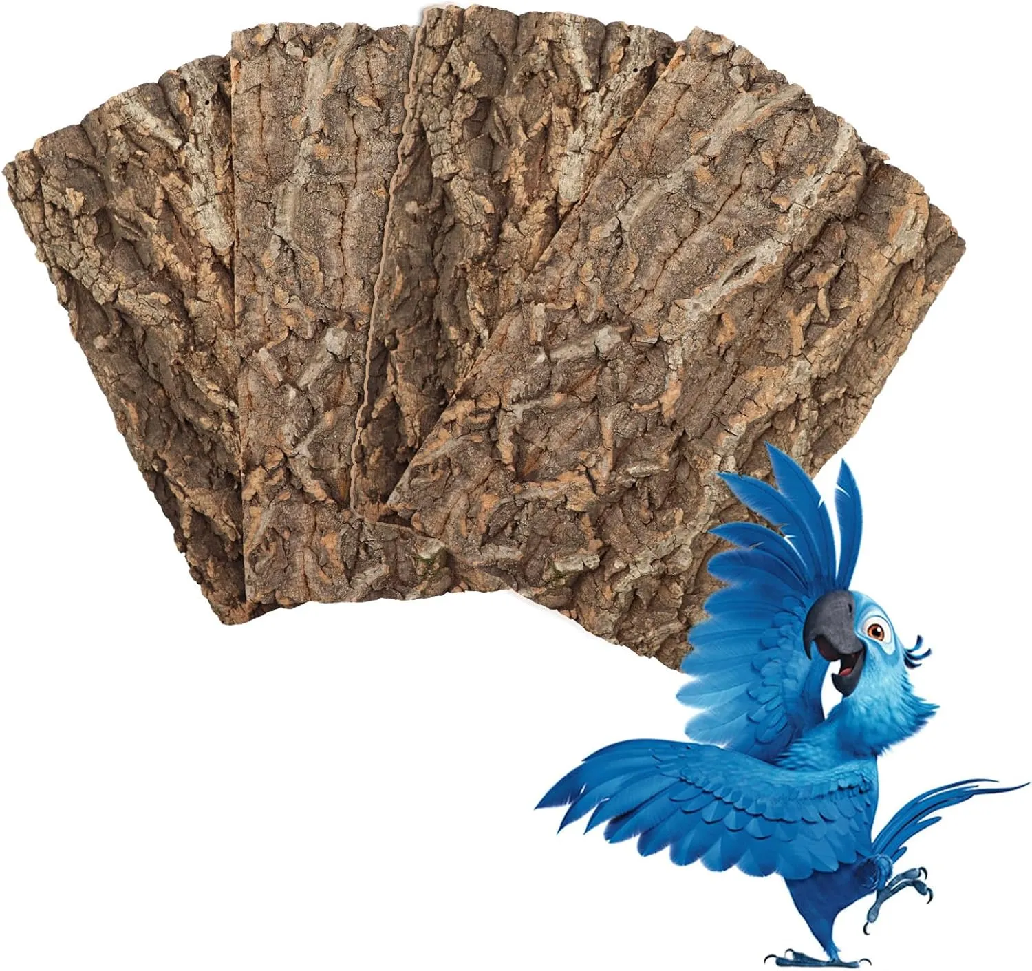 4 Pack Natural Cork Bark Bird Perch Stand, 15.7  11.8 inch Parrot Chewing Toys, Birdcage Background Decor Accessories, Bark Toy for Budgie Parakeet Cockatiel Lovebirds Conures Hamster Guinea Pig Rat