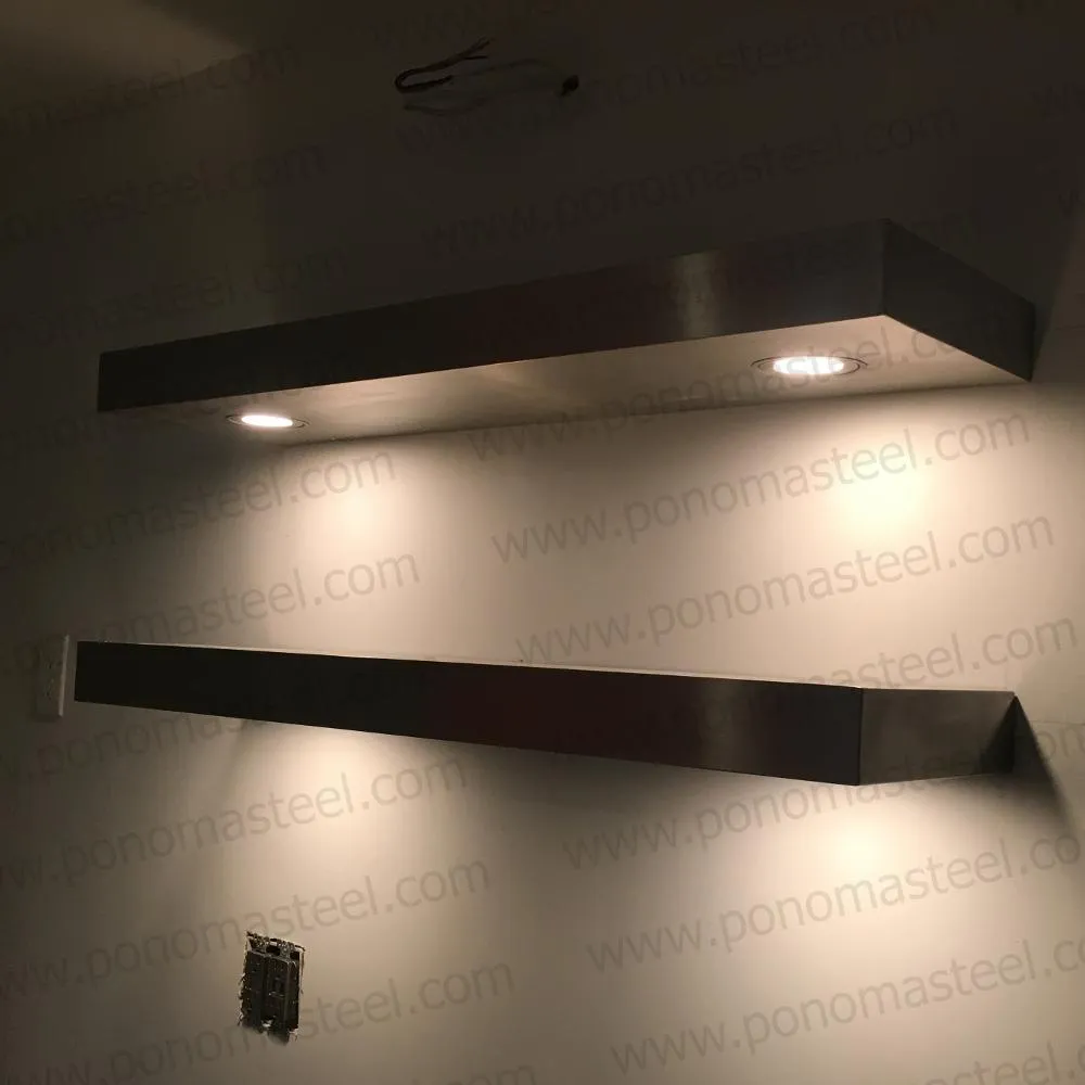 42"x10"x2.5" (cm.107x25.4x6.4) painted stainless steel floating shelf