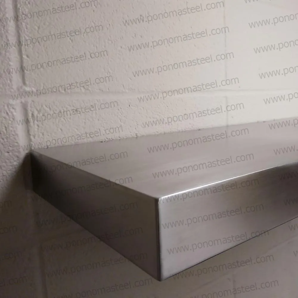 42"x12"x2.0" (cm.107x30.5x5.1) brushed stainless steel floating shelf