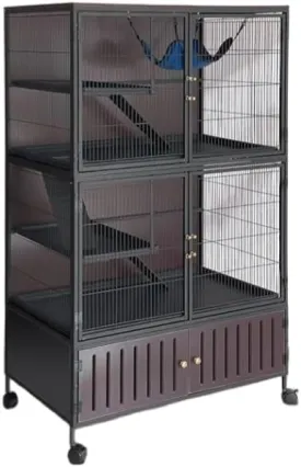 5-Tier Metal Ferret Cage with Wheels, Large 36" Rolling Small Animal Mansion for Chinchilla/Guinea Pig/Rat, Multi-Level Habitat with Hammock, Lockable Doors & Ramps, (Black)