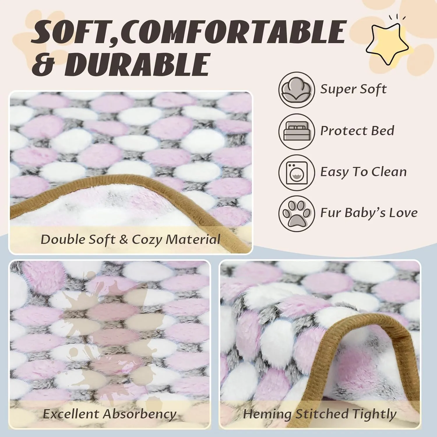 6 Pcs Washable Guinea Pig Blankets Absorbent Animal Fleece Bedding Waterproof Cage Liners Reusable Pet Pee Pad Sleep Mat Pad Cover for Hamster Ferret Rabbit Chinchilla Hedgehog (20"x30")