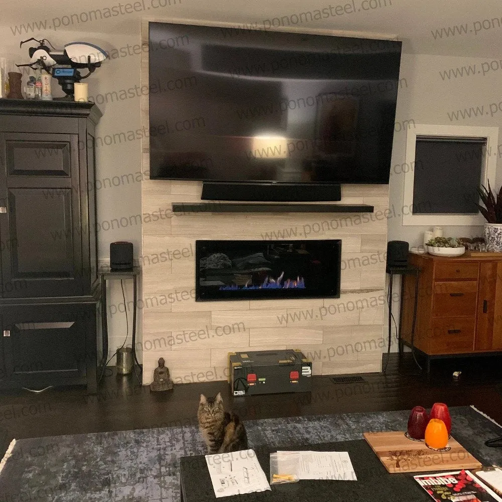 60"x8"x2.0" (cm.152x20x5.1) painted stainless steel floating shelf