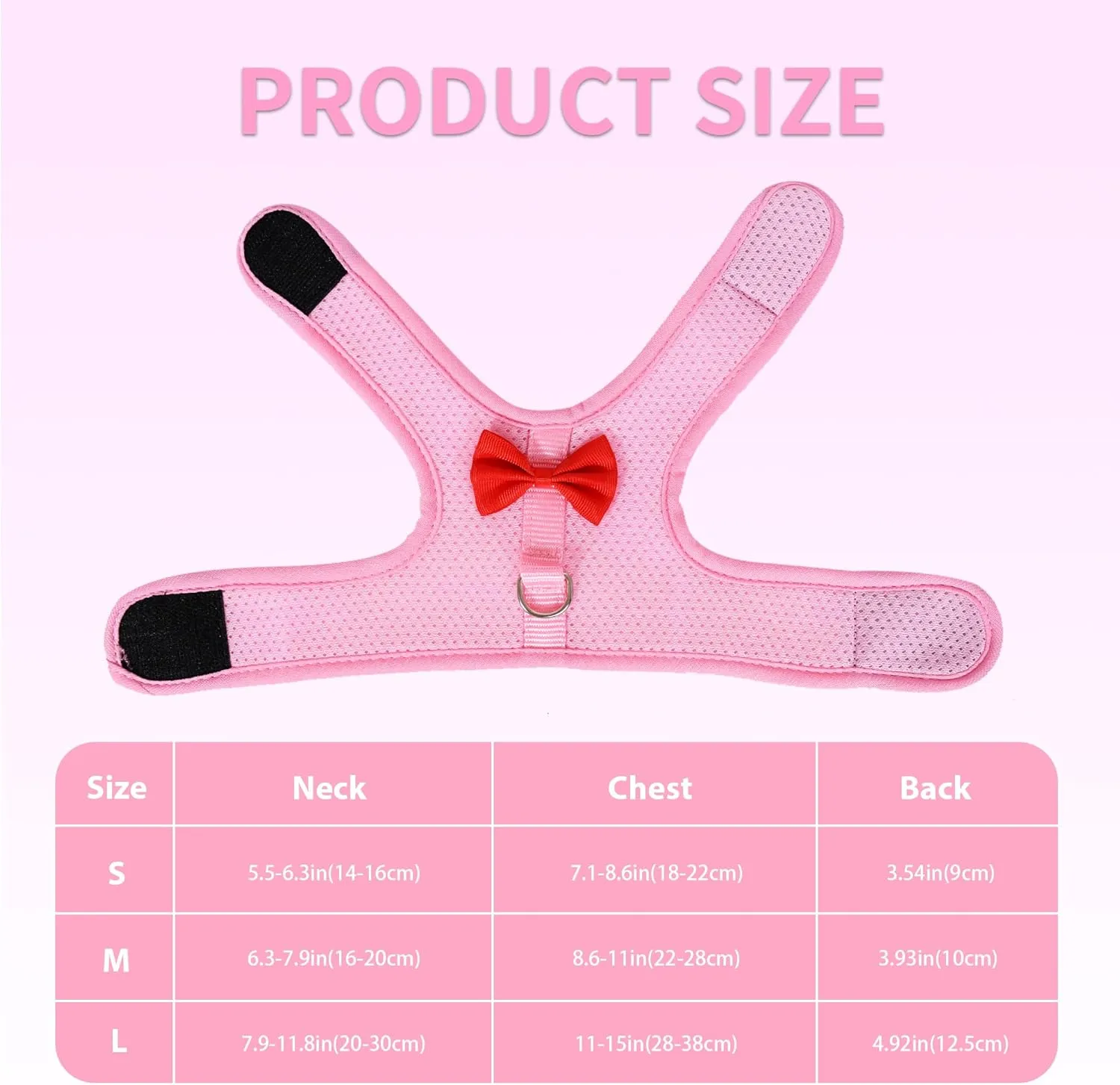 AIITLE Bunny Harness and Leash Set with Cute Bow, Soft Breathable Mesh Vest Harness for Rabbits Kitten Ferret Small Pig Puppy Walking Supplies Pink M
