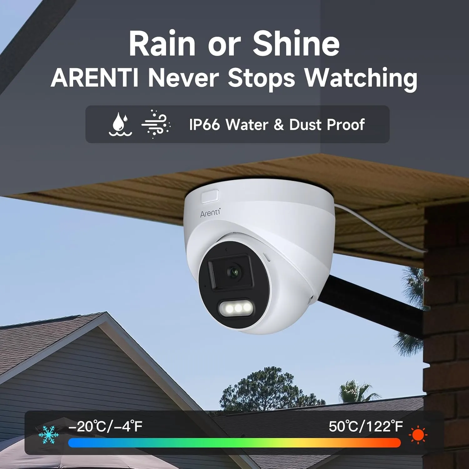 ARENTI 8MP 4K Outdoor Security Camera - PoE IP Surveillance Camera with AI Human/Vehicle/Pet Detection, 110 Wide Angle, 32ft Full Color Night Vision, 4mm Lens, IP66 Weatherproof for Home Security