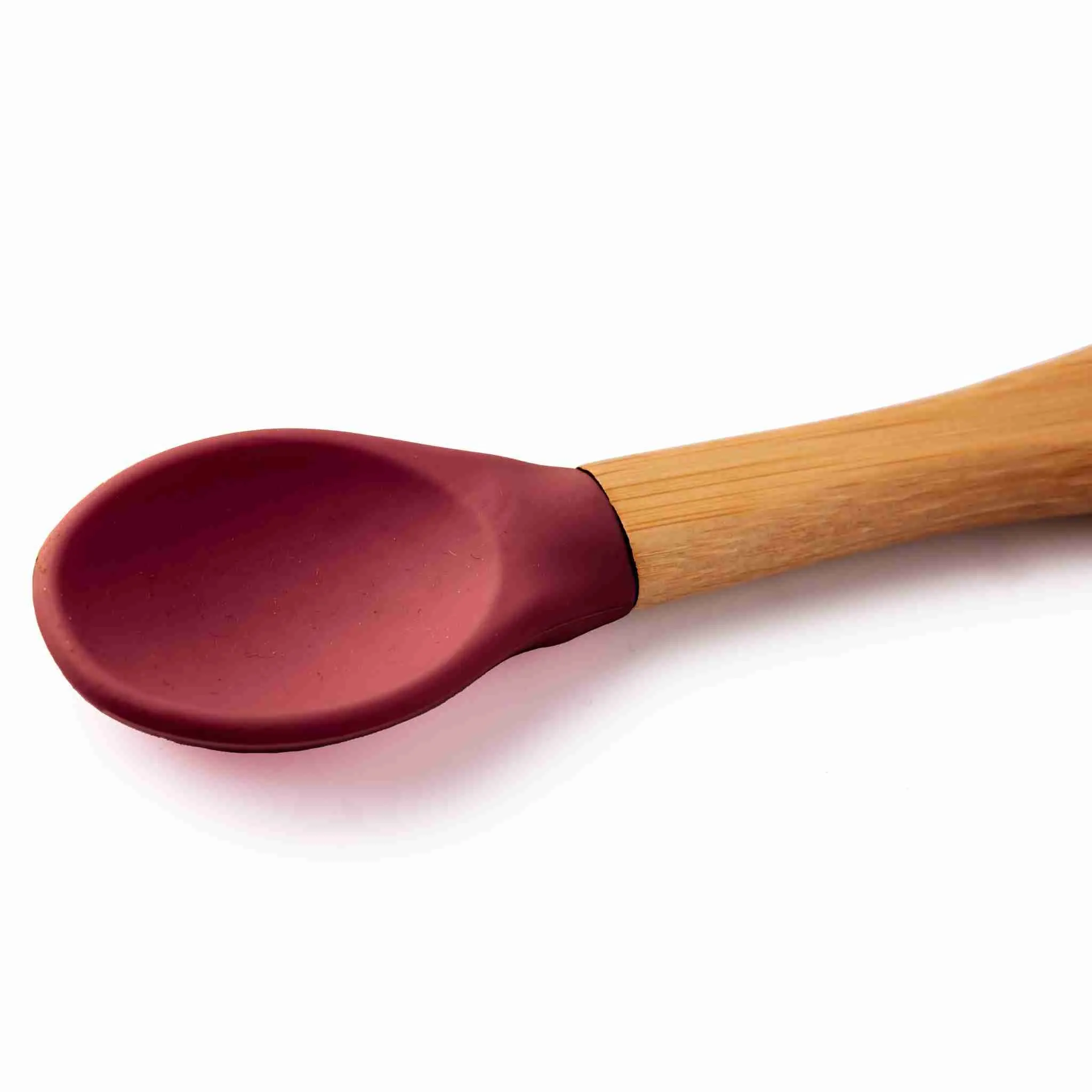 Bamboo baby suction bowl and spoon set - Red