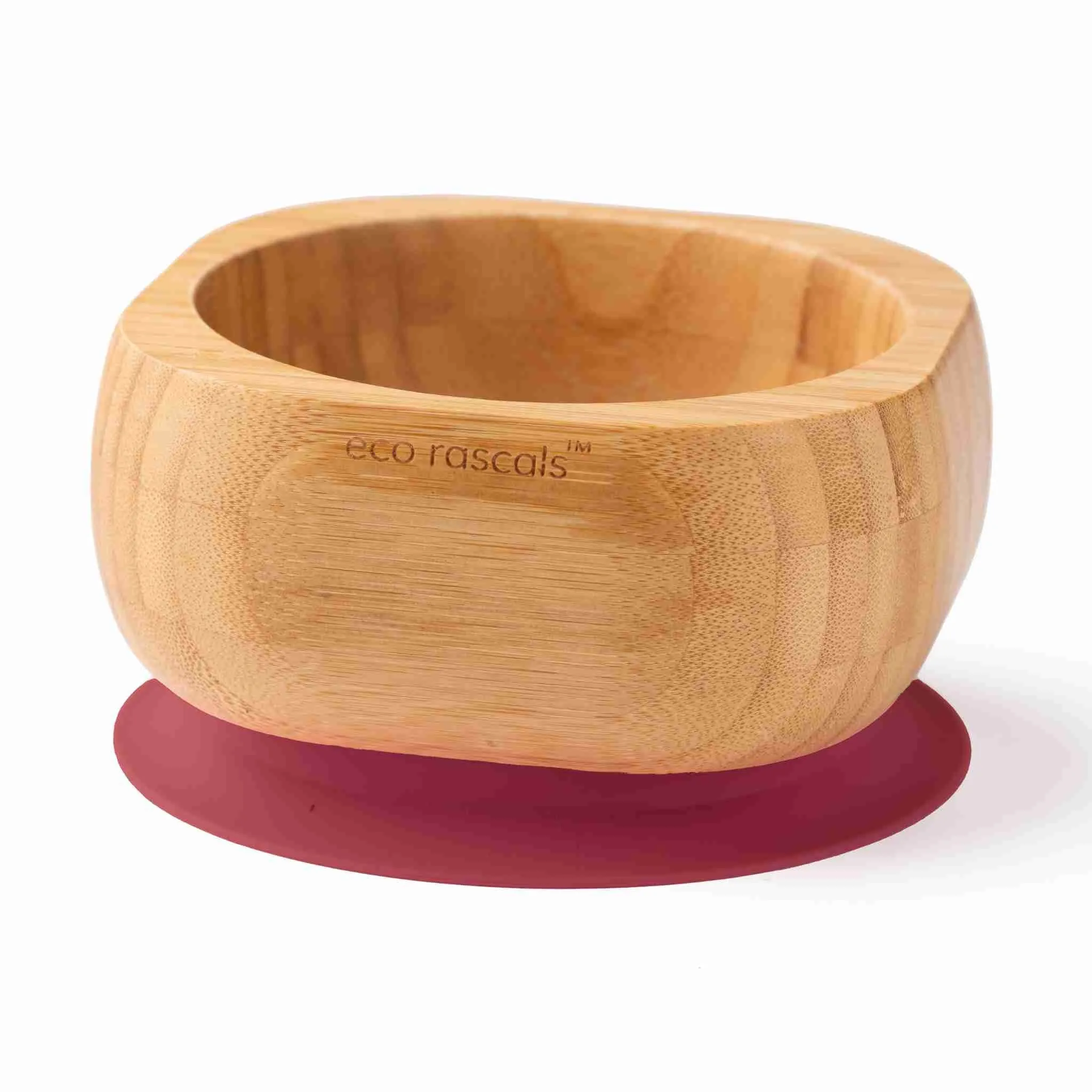 Bamboo baby suction bowl and spoon set - Red