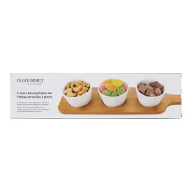 Bamboo Board With Bowls, 4 Piece