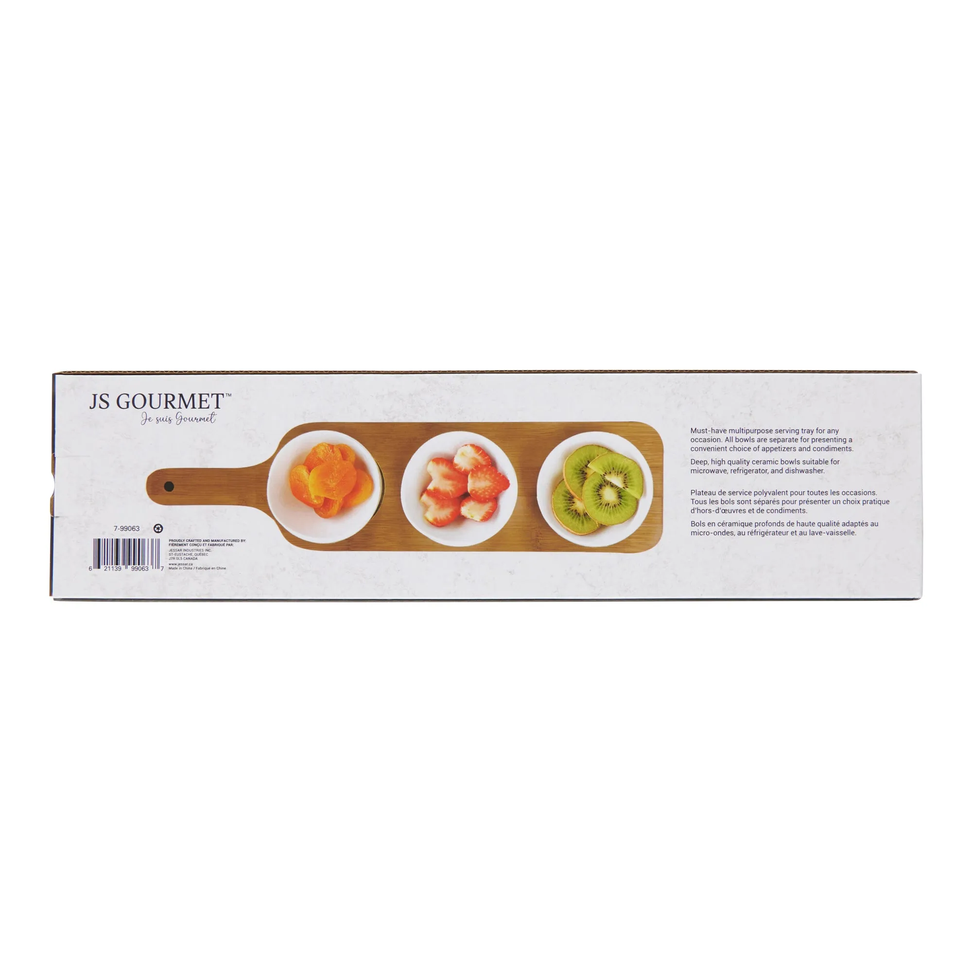 Bamboo Board With Bowls, 4 Piece