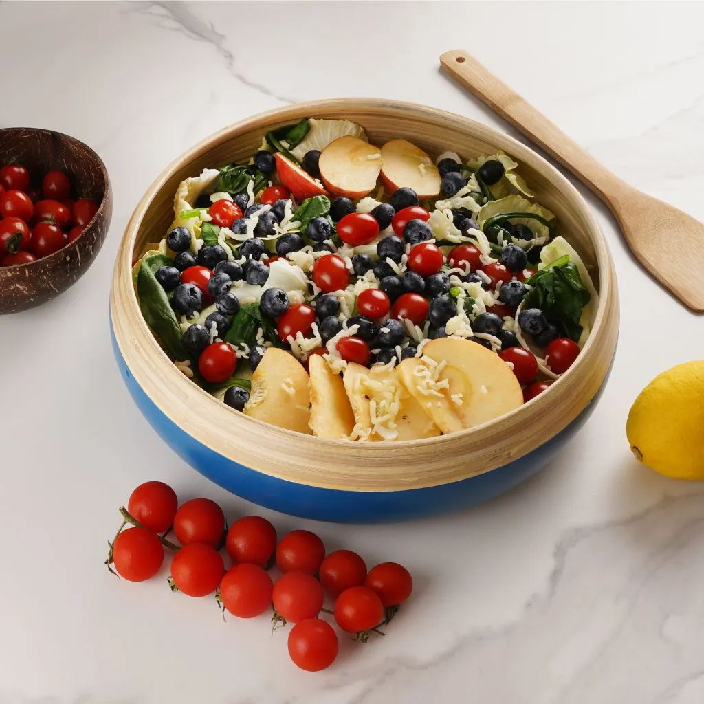 Bamboo Fruit Bowl & Home Decor Bowl, 30cm, Blue