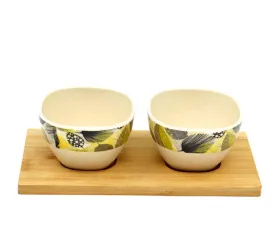 Bamboo Tray With 2 Bowls