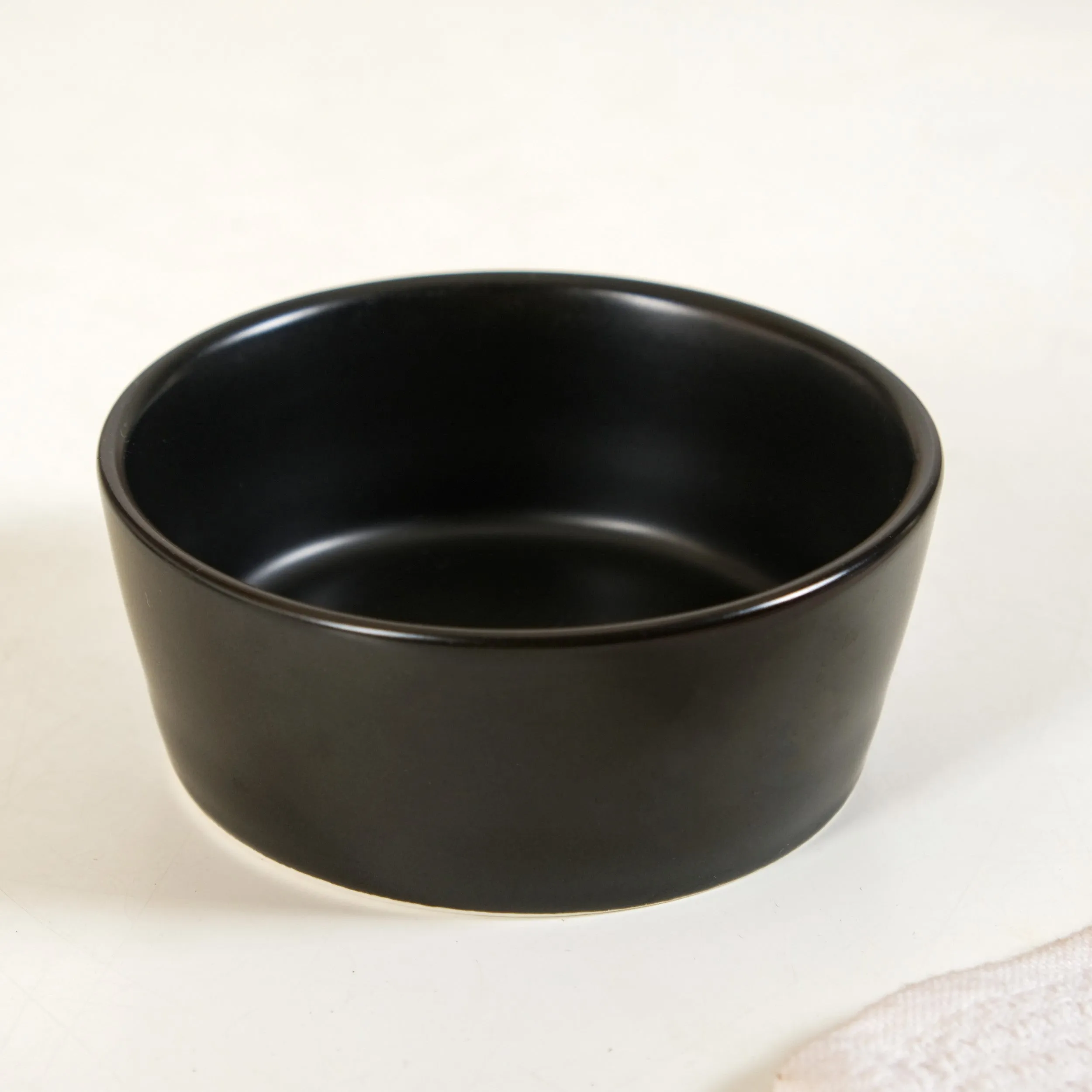Black Ceramic Bowls Set Of 3 With Bamboo Tray 200ml