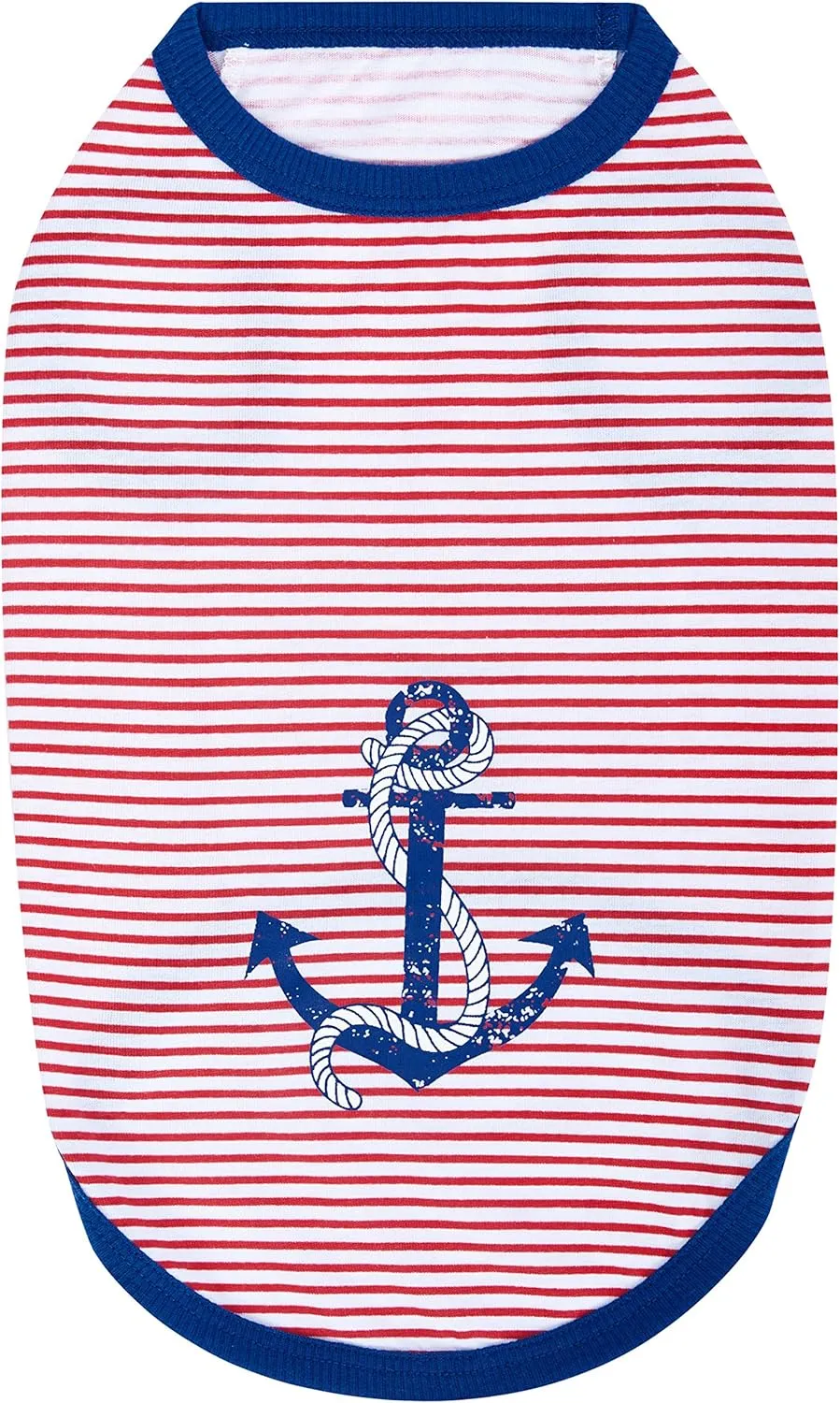 Blueberry Pet Soft & Comfy Summer Vacation Beach Cotton Dog T-Shirts, 2 Pack, Sunshine Sea Lover Striped Shirts Tank Top Clothes, Back Length 12", for Small Medium Dogs