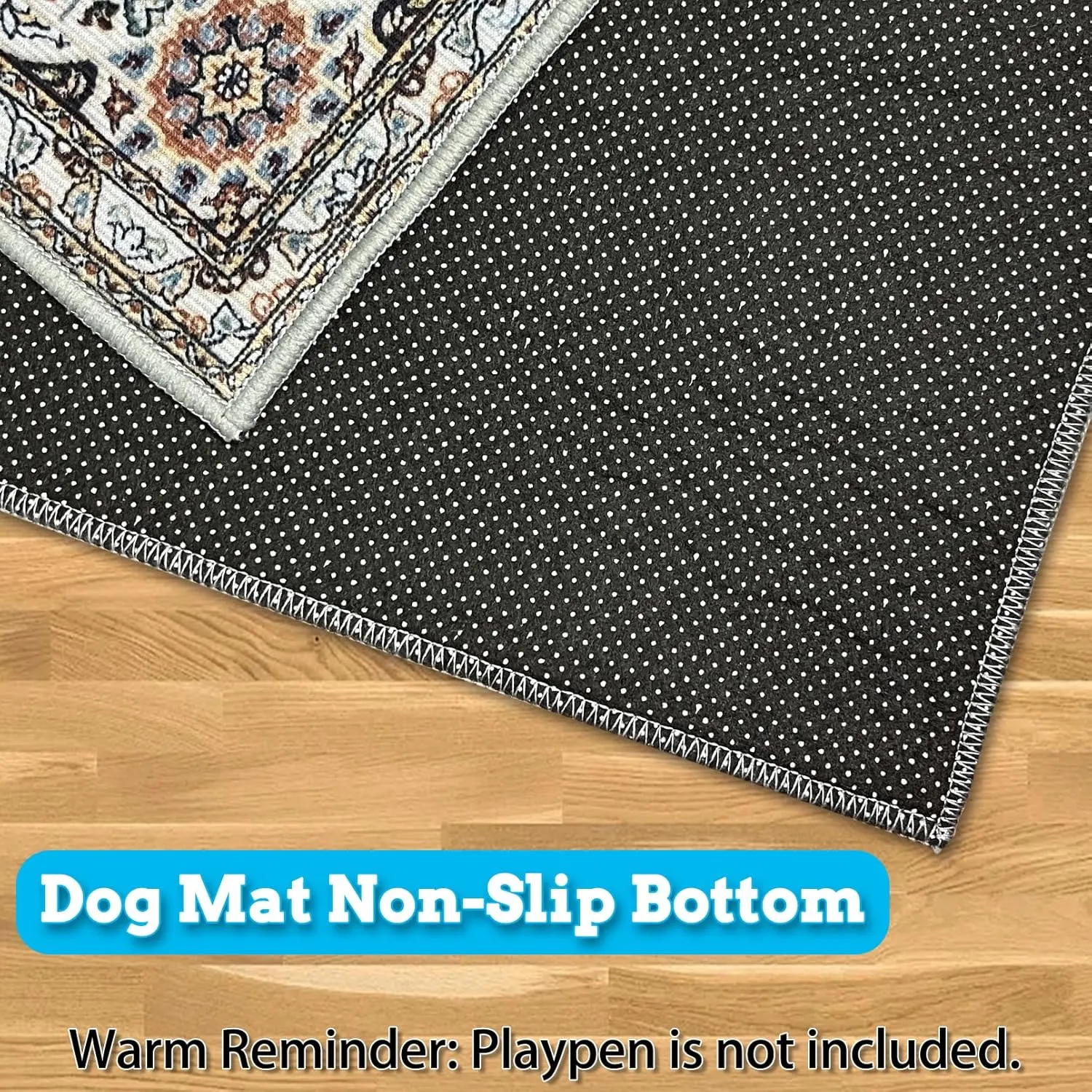 BNOSDM 2 Pcs Dog Playpen Mat Washable Reusable Puppy Pad, 47x31 Inch Floor Protector Rug Non-Slip Pet Mats for Dogs Rabbits Kennel