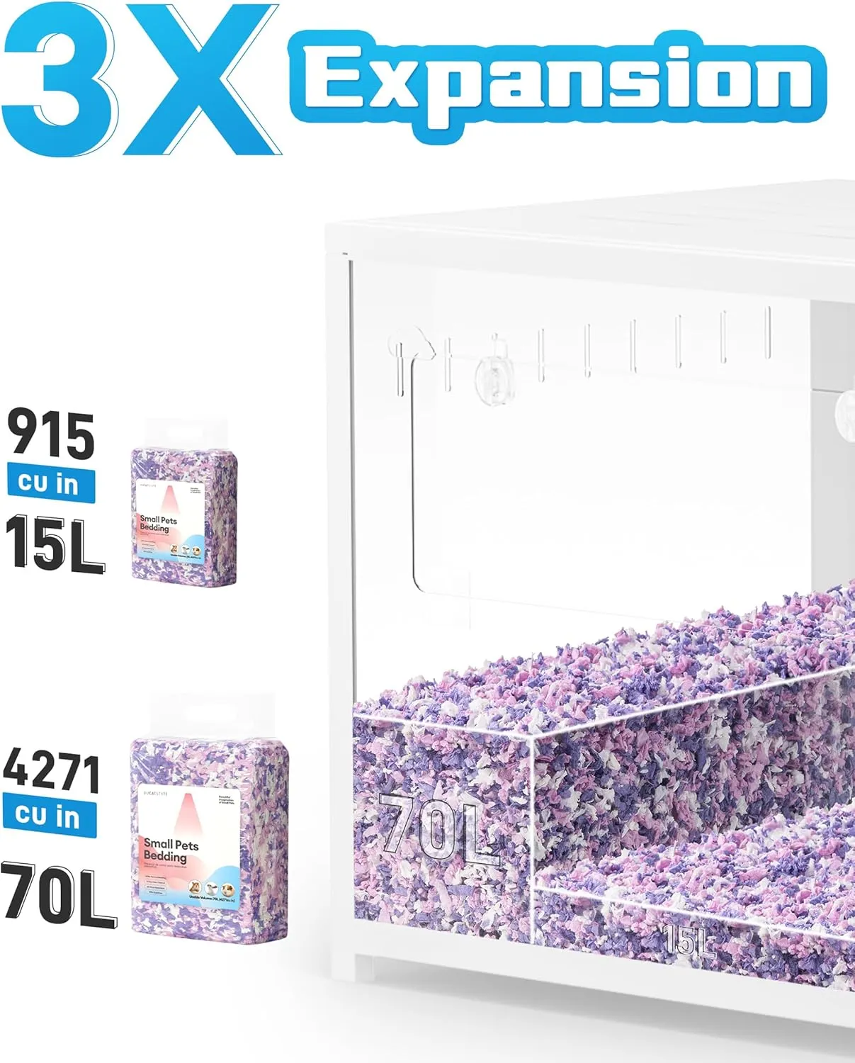 BUCATSTATE Hamster Bedding 70L, 99% Dust-Free Guinea Pig Paper Bedding Odor Control Paper Bedding, Cozy Small Animal Bedding for Rabbit Rat Syrian Dwarf Hamsters Gerbils (Lavender)