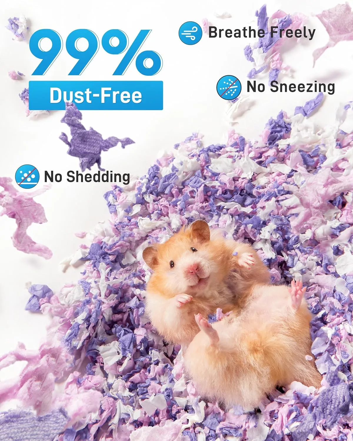 BUCATSTATE Hamster Bedding 70L, 99% Dust-Free Guinea Pig Paper Bedding Odor Control Paper Bedding, Cozy Small Animal Bedding for Rabbit Rat Syrian Dwarf Hamsters Gerbils (Lavender)