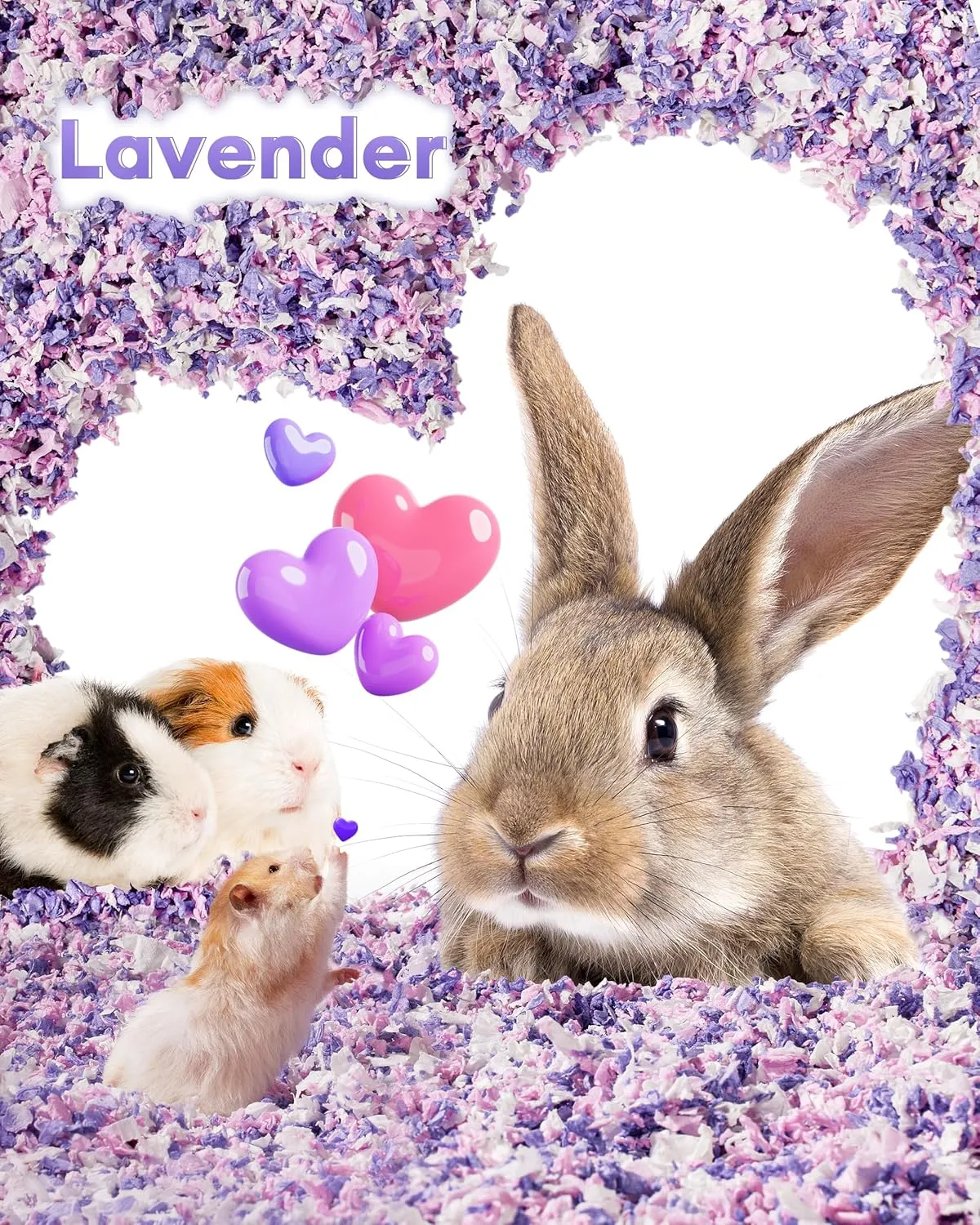 BUCATSTATE Hamster Bedding 70L, 99% Dust-Free Guinea Pig Paper Bedding Odor Control Paper Bedding, Cozy Small Animal Bedding for Rabbit Rat Syrian Dwarf Hamsters Gerbils (Lavender)