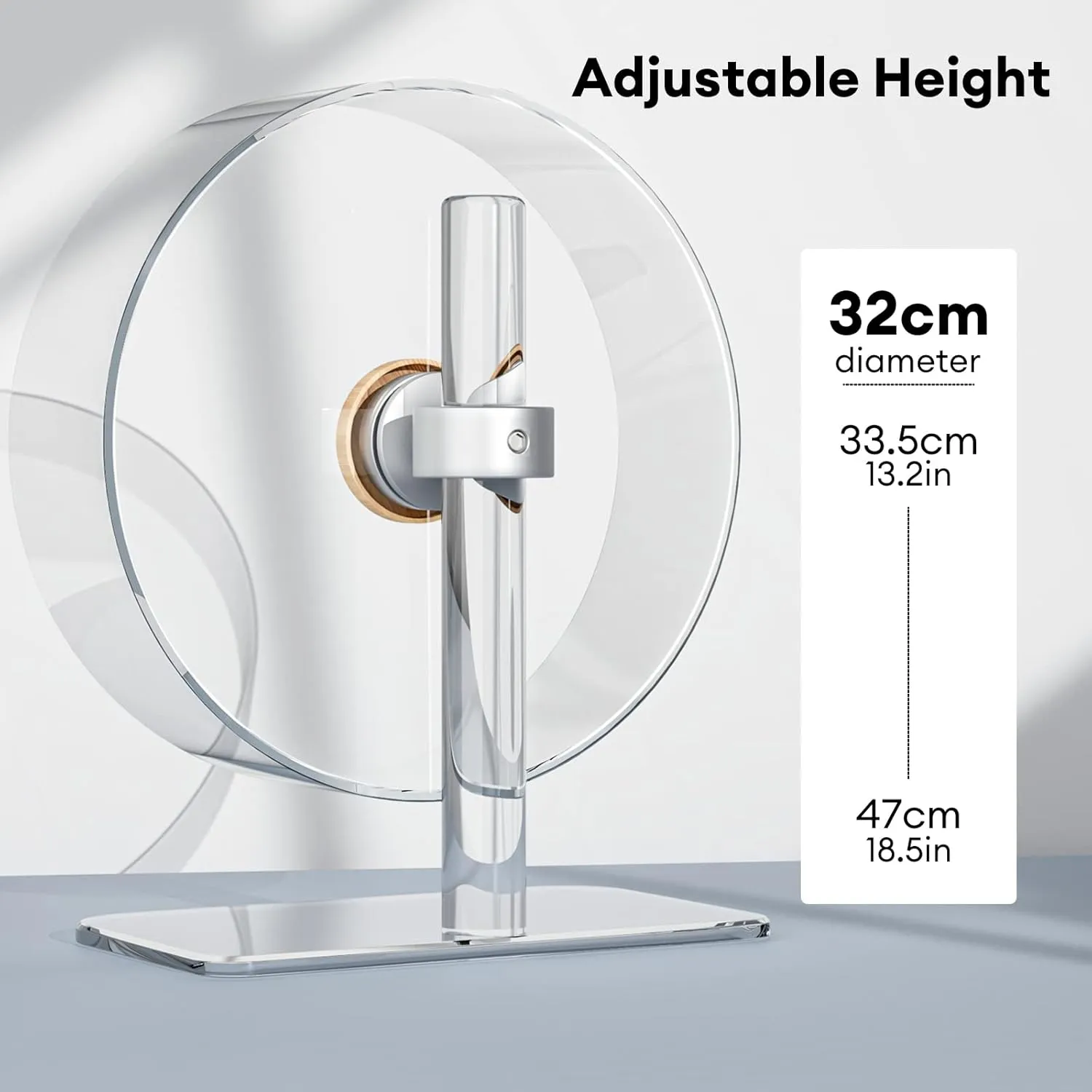 BUCATSTATE Hamster Wheel Silent 12.5inch, Acrylic Hamster Exercise Wheel with Stable Adjustable Stand Running Wheel for Golden Bear Hamster, Sugar Gliders, Rats, Hedgehogs (Transparent)